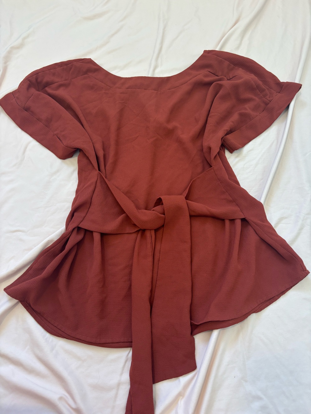 Women's Rust Tie-Waist Blouse